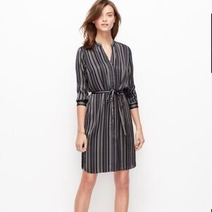 Ann Taylor Black and White Striped Dress